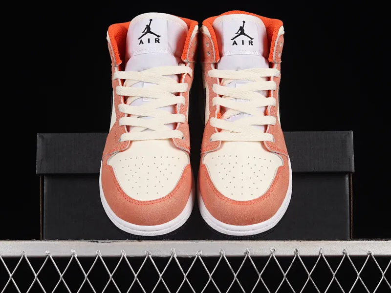 All categories Air Jordan Jordan series basketball shoes Air Jordan 1 High G version pure original Air Jordan 1 Mid GS "Orange Suede" AJ1 Joe 1 orange suede mid-top basketball shoes DV1336-800